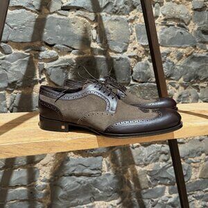 Louis Vuitton Khaki Suede Brown Leather Oxford Lace-up Shoes